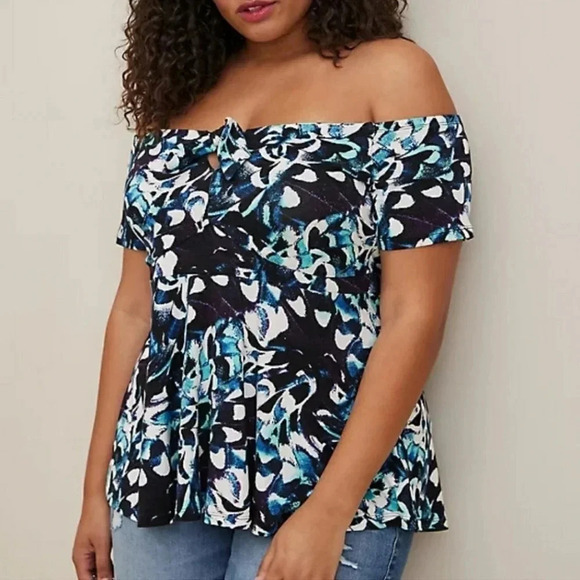 torrid Tops - Torrid super soft tie front off shoulder floral top size 3
